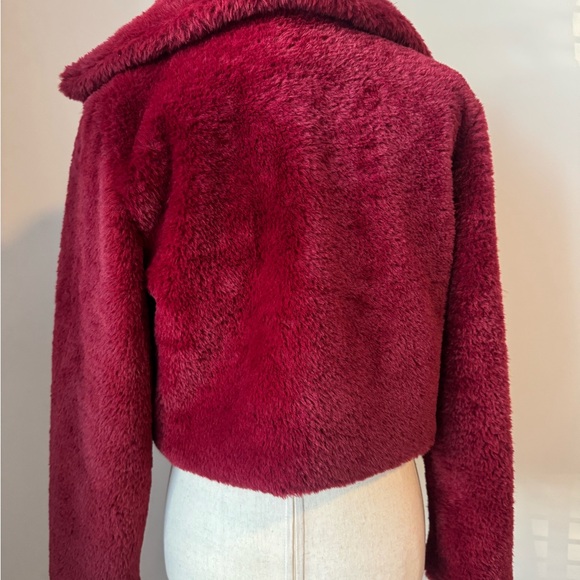 Women's Red Faux Fur Jacket - Picture 2 of 7